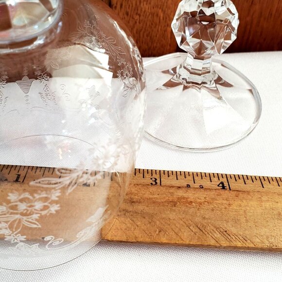 2) Cascade Etched Wine Goblet Fine Lead Crystal Import Assoc 6" Czechoslovakia - Picture 7 of 7